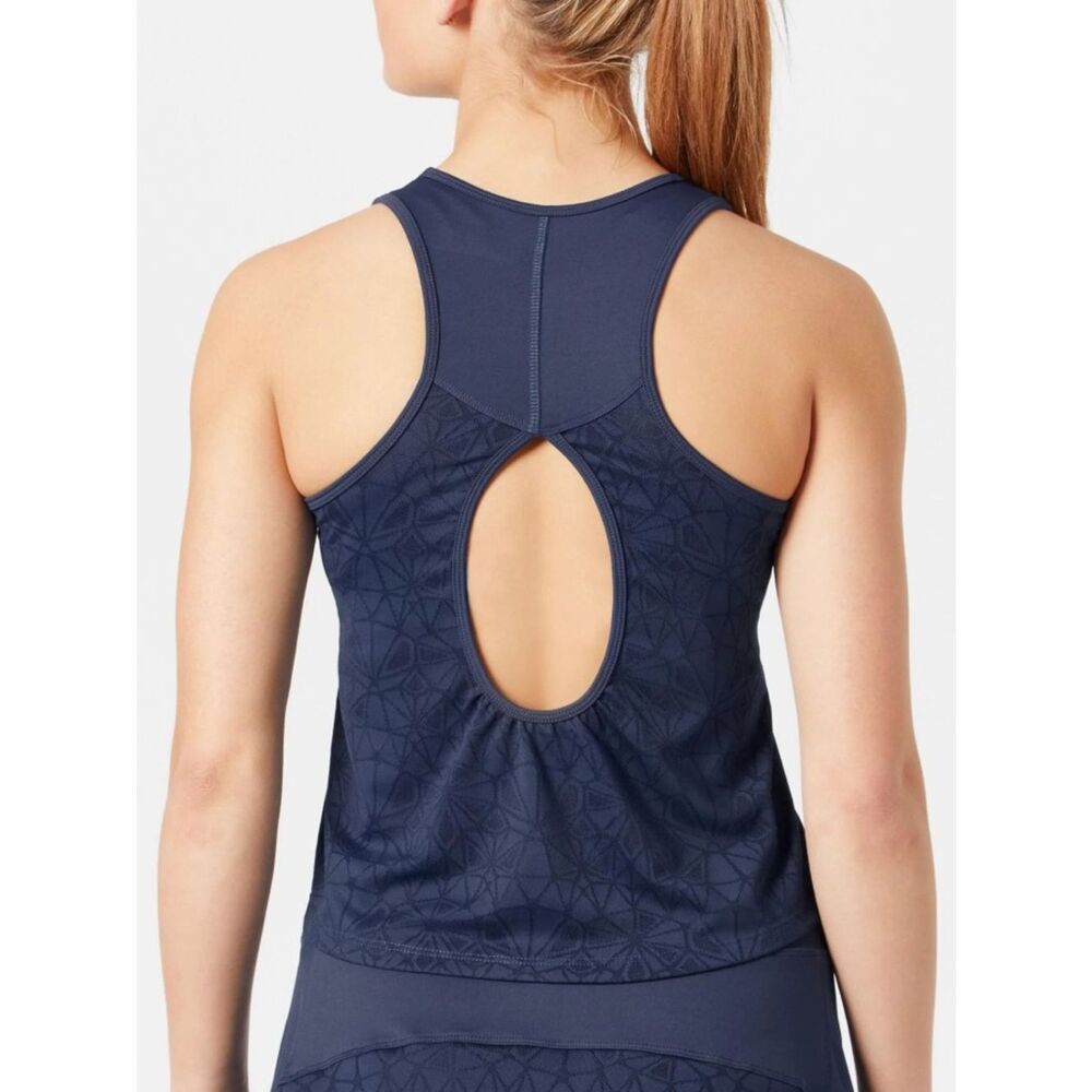 Lija Elite Baton Tank Size Small Navy Tennis Athletic Top Racerback